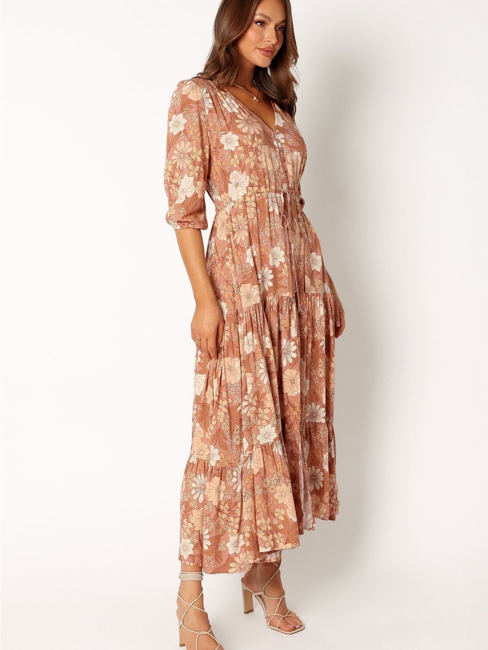 Petal & Pup Kelda Dress Rust Floral Tiered Maxi Dress - Picture 2 of 10